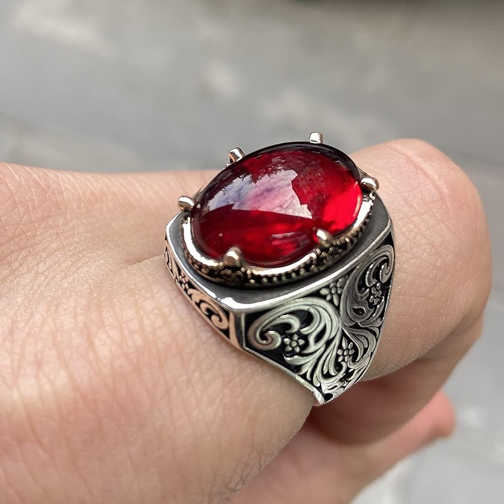 خاتم مصنوع يدويًا من الفضة الإسترلينية عيار 925 على شكل تمثال مسجد فيروزي خاتم مصنوع يدويًا من الفضة الإسترلينية عيار 925 على شكل تمثال مسجد فيروزي