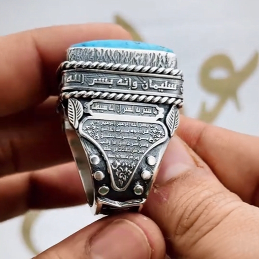 خاتم مصنوع يدويًا من الفضة الإسترلينية عيار 925 على شكل تمثال مسجد فيروزي خاتم مصنوع يدويًا من الفضة الإسترلينية عيار 925 على شكل تمثال مسجد فيروزي